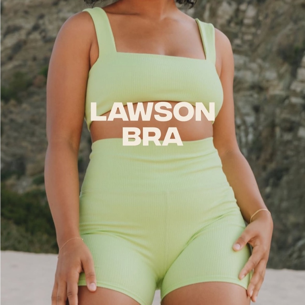 Daily Drills Green Ribbed Sports Bra and Biker Shorts